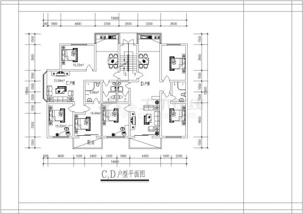 某小区高层标准大户型详细方案设计施工CAD图纸-图二