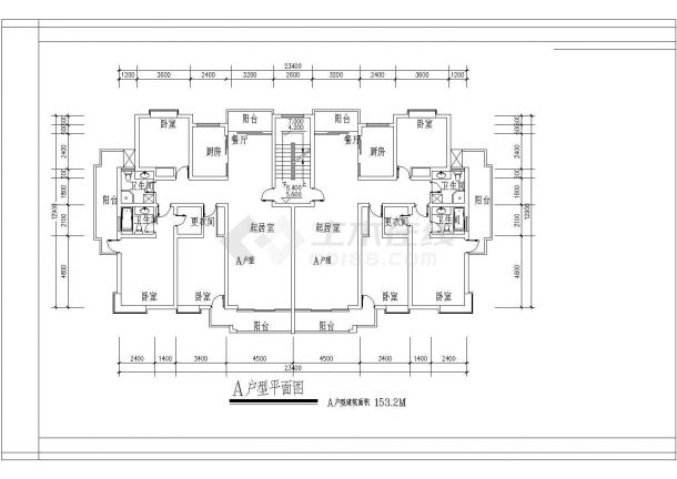 某市区小区高层标准户型详细方案设计施工CAD图纸-图一