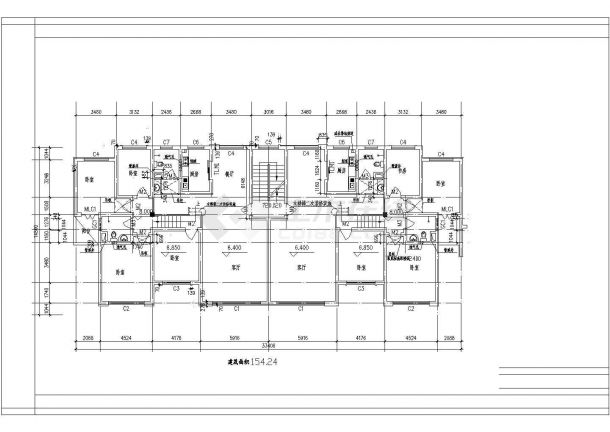 某市区小区高层标准户型详细方案设计施工CAD图纸-图二