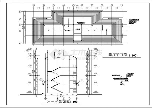【4层】公寓住宅平面建筑施工设计cad图，共九张-图二