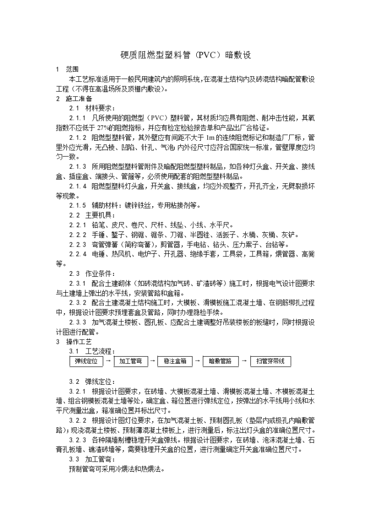 电气工程硬质阻燃型塑料管（PVC）暗敷设工艺-图一