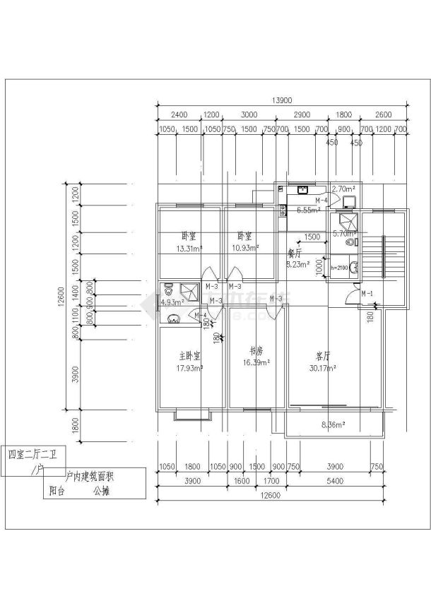 某小区精选高层普通户型详细方案设计施工CAD图纸-图一