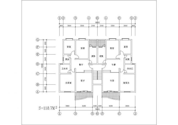 某小区小高层普通户型详细方案设计施工CAD图纸_图1