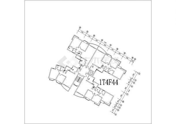 某小区小高层带电梯户型详细方案设计施工CAD图纸-图一