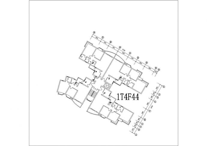 某小区小高层带电梯户型详细方案设计施工CAD图纸_图1