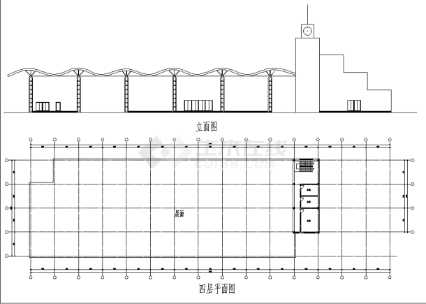 2层局部四层长途客运站大楼建筑设计施工cad图纸-图二