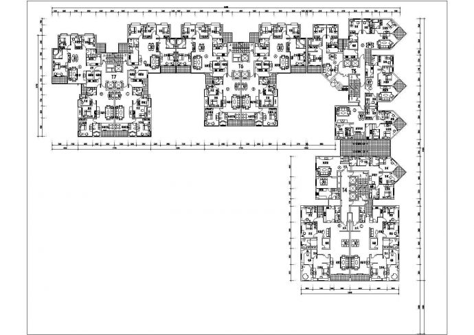 中山市某商业街高层商住楼总平面户型设计CAD图纸（四梯15户）_图1