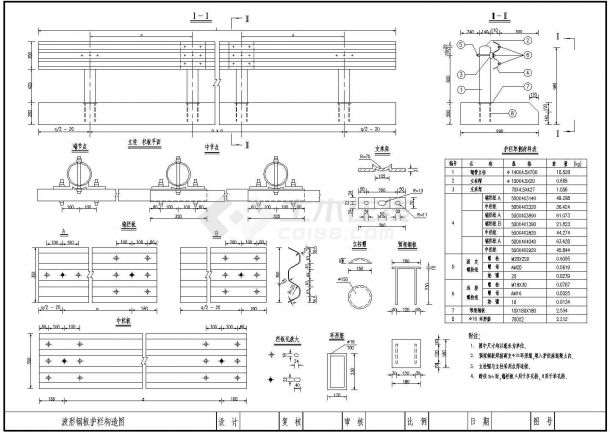 波形钢板护栏节点构造CAD详图-图一