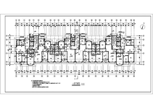 11层3单元每单元2户（单元内户型不对称）住宅楼设计图，内含详图-图一