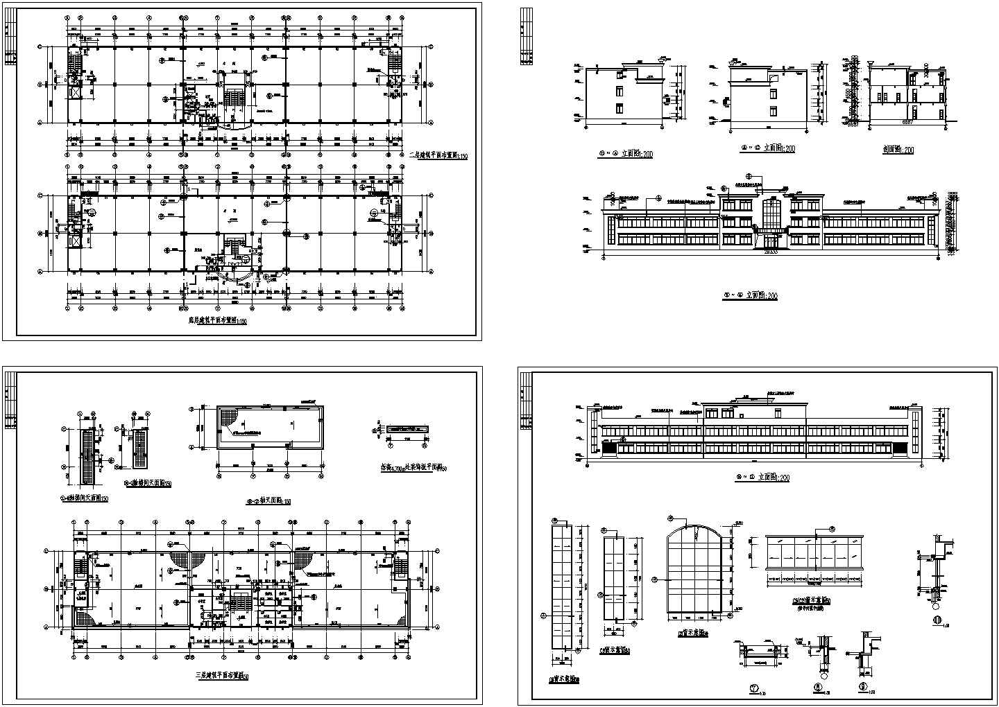 三层厂房全套建筑设计CAD施工图