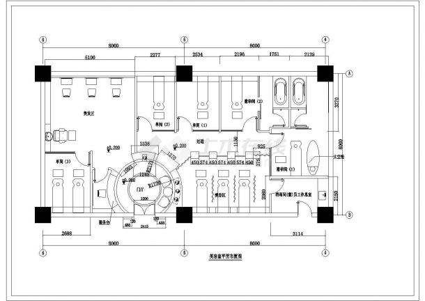 某美容院全套装修设计方案cad图-图一
