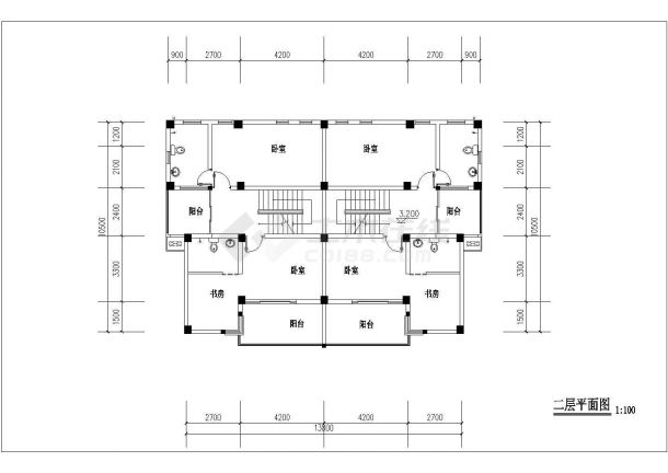 某三层框架结构双拼别墅设计cad建筑方案图（含设计说明，带效果图）-图二