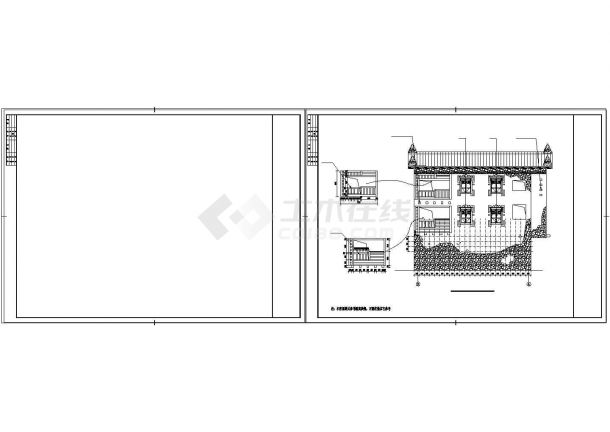 某少数民族风格建筑CAD设计施工图纸（水磨镇羌族建筑风格详细立面图例）-图二