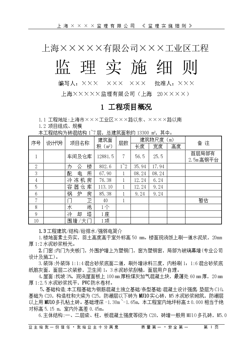 上海市工程监理细则方案