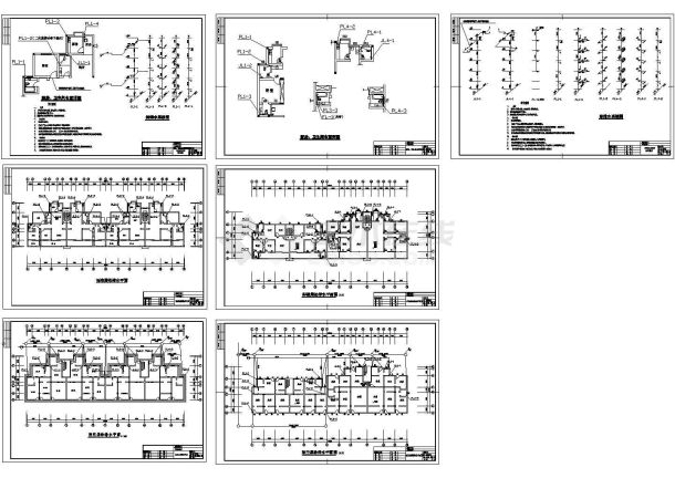 6层(1梯2户2单元2栋)住宅楼给排水施工设计图-图一