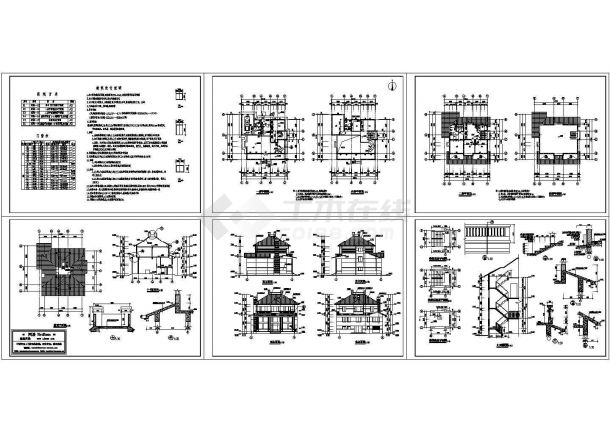 某二层中式风格别墅建筑施工图纸 ，共17张图纸-图一