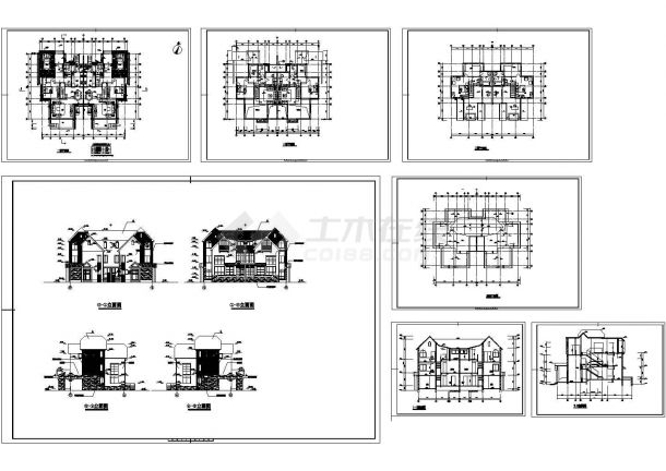 某三层欧式风格别墅建筑施工图纸 ，共10张图纸-图一