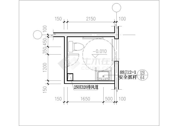 某小学教学楼卫生间cad详细施工图-图一