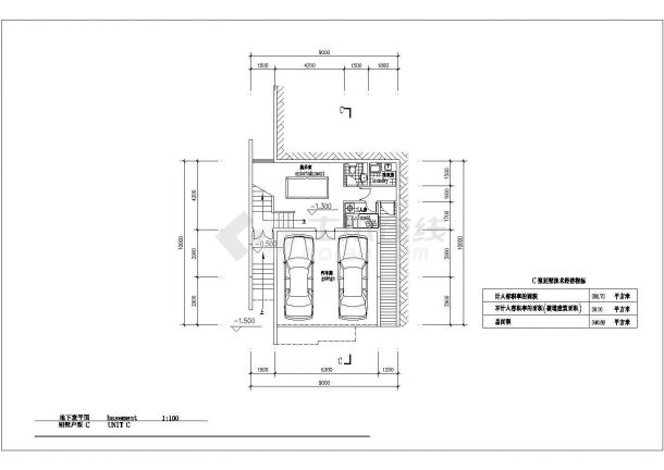 某二层带地下室砖混结构现代风格私人别墅设计cad详细建筑方案图（带效果图）-图一
