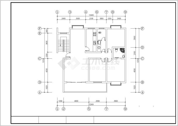 蚌埠市某住宅镂133平米三室两厅两卫户型设计CAD图纸-图一