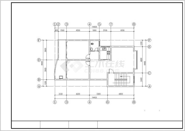 西安某企业家属院住宅91平米两室两厅一卫平面户型设计CAD图纸-图一