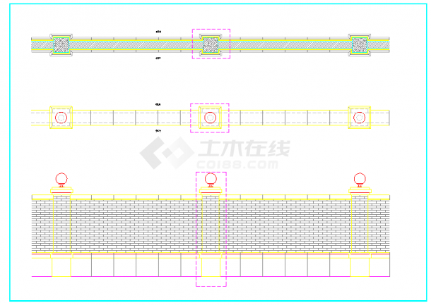 某小区内一个实体围墙（2.2米）标准详图cad施工图设计-图一
