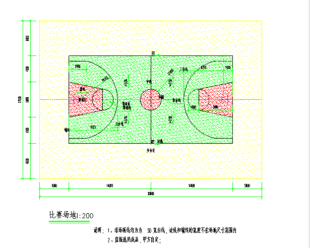 篮球比赛及休闲健身场地cad施工图设计