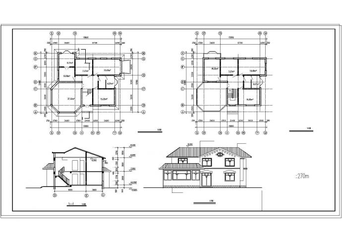 某别墅建筑设计方案平立cad图纸_图1