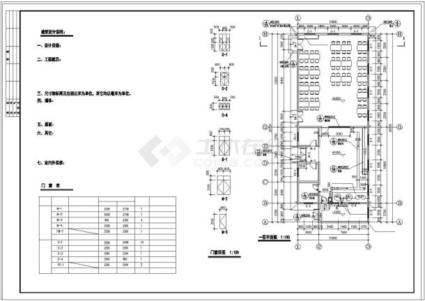 [河南]某工厂厂区职工食堂建筑施工cad设计图纸-图二