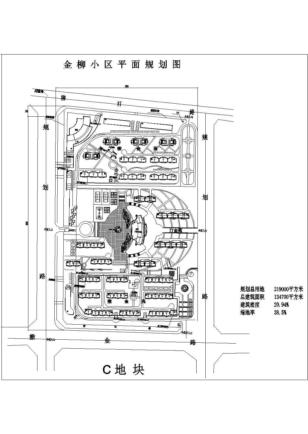 三亚市某占地22万平米高档居住区平面规划设计CAD图纸