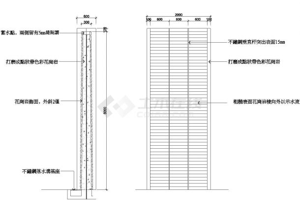 某特色水墙全套施工参考CAD详图-图一