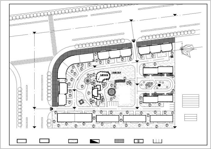 某组团建设小区规划设计cad施工总平面图（甲级院设计）_图1