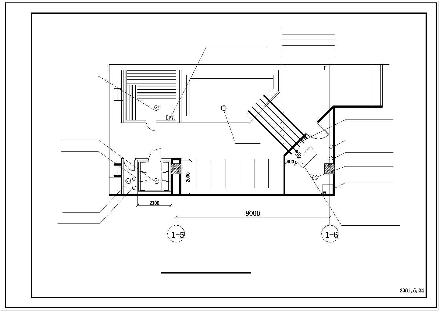 某酒店会所桑拿房建筑设计cad施工图纸