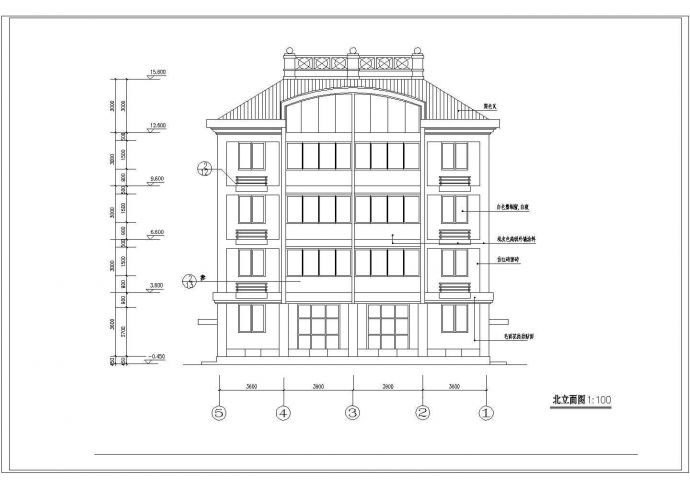 某多层五层私宅建筑cad施工设计图_图1