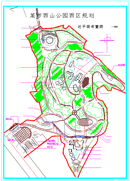 某市区著名景点西山公园完整全套建筑CAD规划图（甲级设计院）_图1