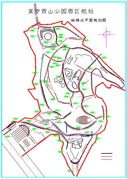 某市区著名景点西山公园完整全套建筑CAD规划图（甲级设计院）-图二