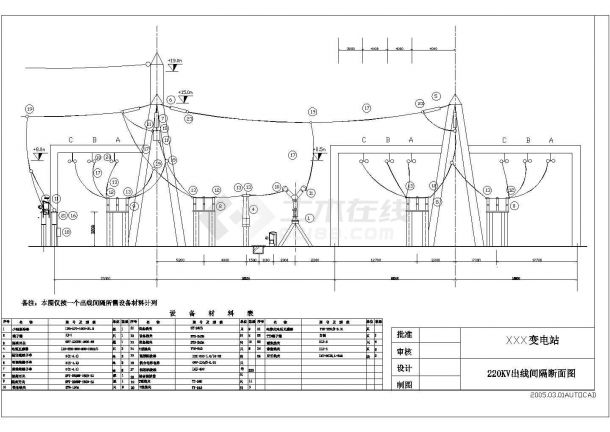 某220KV变电站设计cad详细电气原理施工图-图一