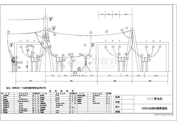 某220KV变电站设计cad详细电气原理施工图-图二