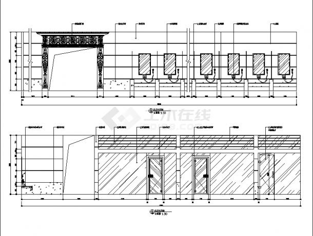 400平米洗浴中心装修设计施工cad图纸（含效果图）-图二