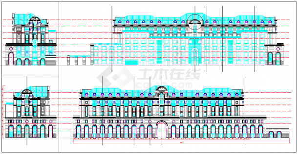 某框架结构高档小区别墅立面图CAD全套施工图纸（含施工说明）-图一