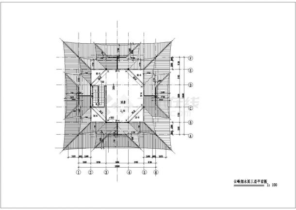 文昌阁设计cad详细建筑施工图（含电气设计）-图二