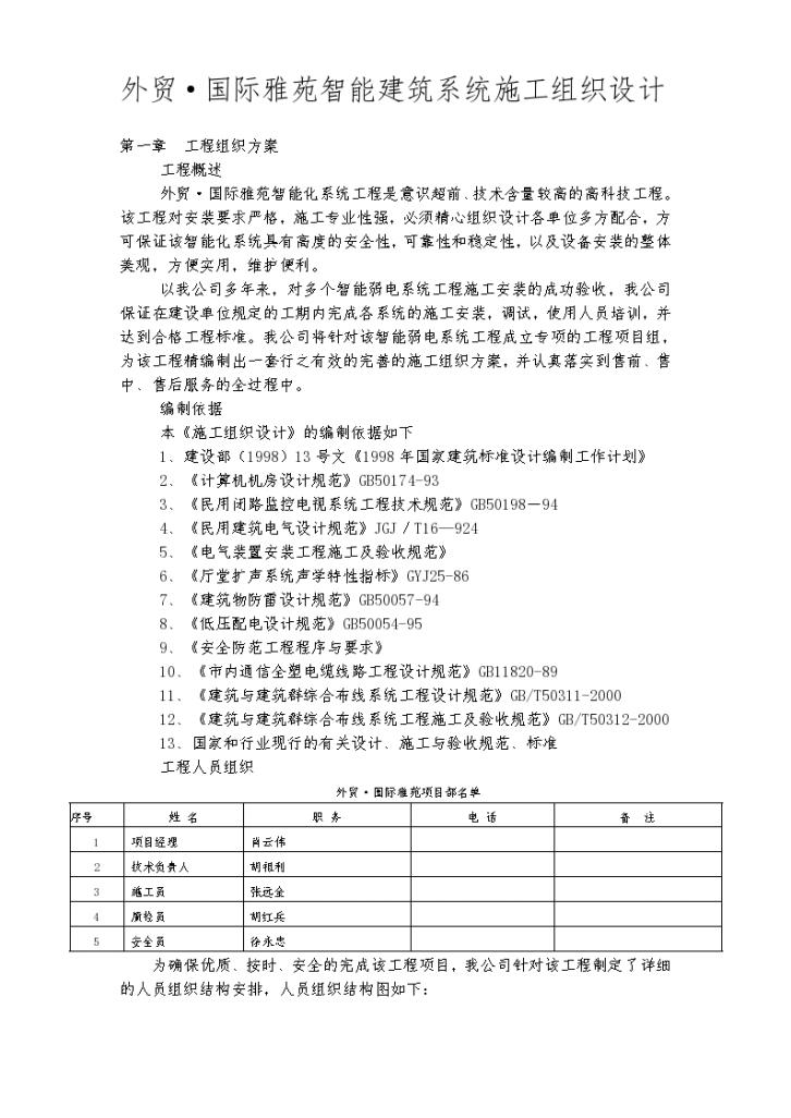 外贸·国际雅苑智能建筑系统施工组织方案-图一