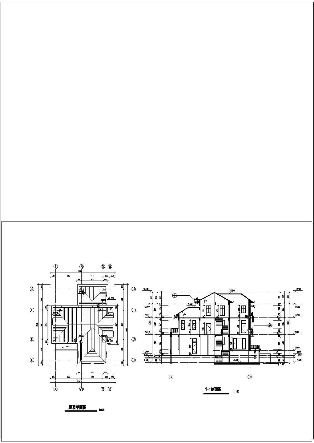 某地中式3层别墅建筑设计cad施工图纸