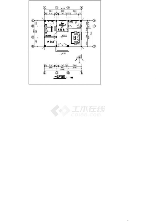 某地三层农村别墅建筑施工设计图-图二