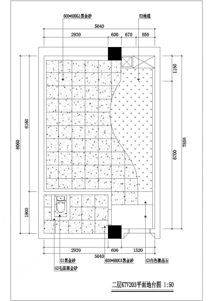 上海某豪华KTV包房装修CAD全套参考图_图1