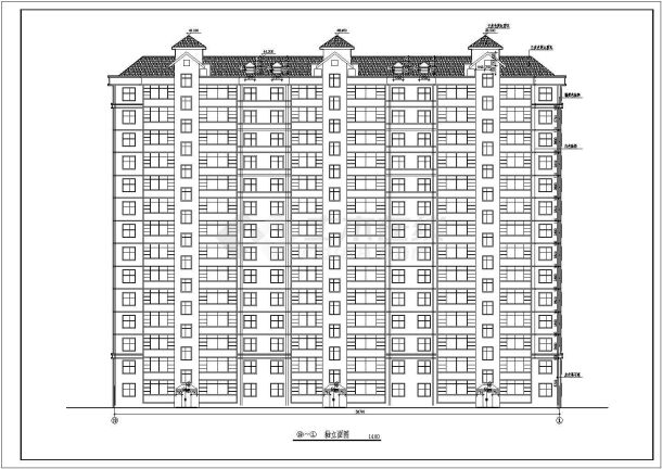 短肢剪力墙小高层住宅建筑设计cad图，共八张-图二