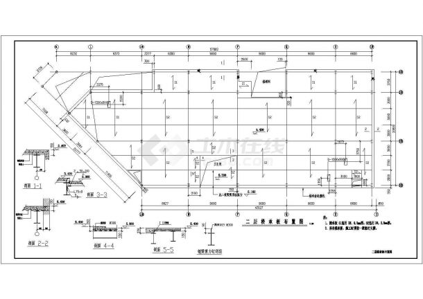 某三层厂房钢结构设计施工图-图二