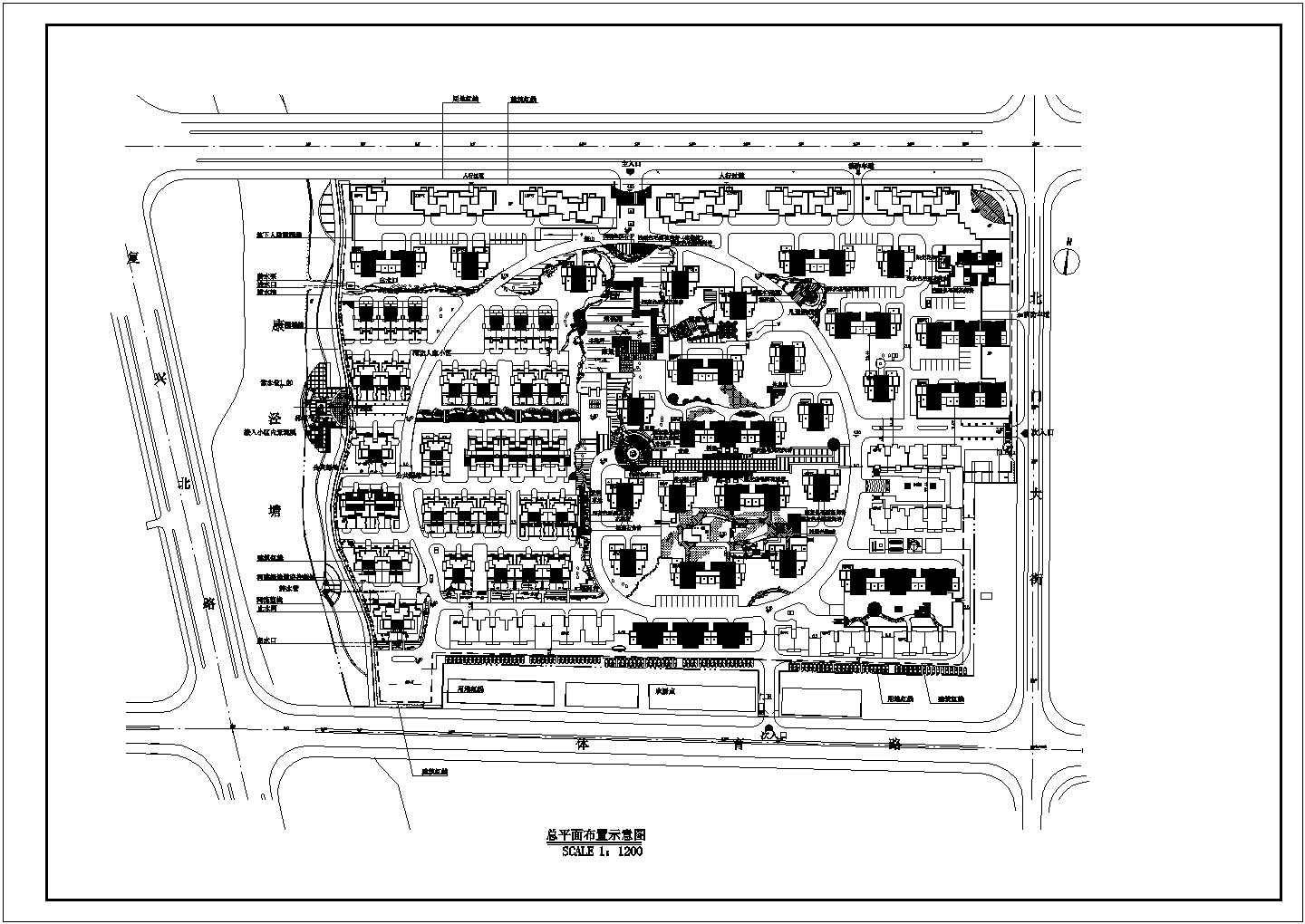 某现代大型居民小区规划设计cad总平面布置示意图（甲级院设计）