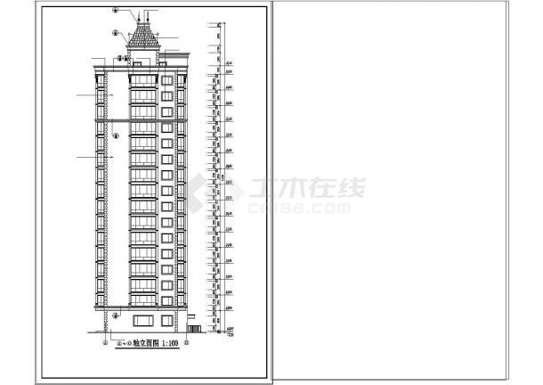 十六层高层商务楼cad施工设计图纸-图二