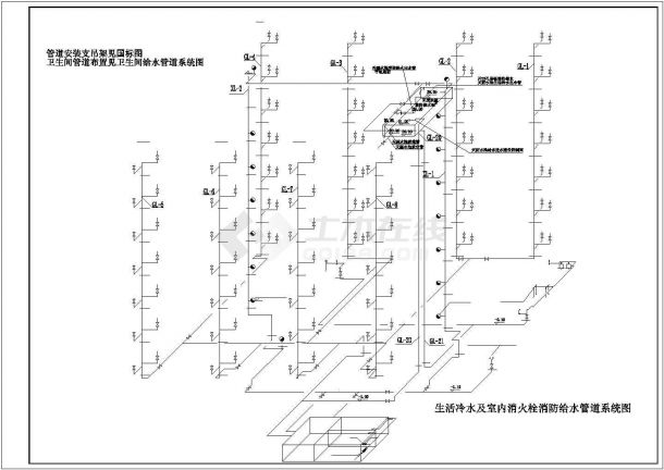 长31.5米 宽15米 8层学生公寓楼给排水设计图-图二